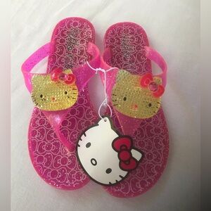 Hello Kitty by Sanrio Breanne Pink Sparkle Jelly Flip Flops Size 5 NIB